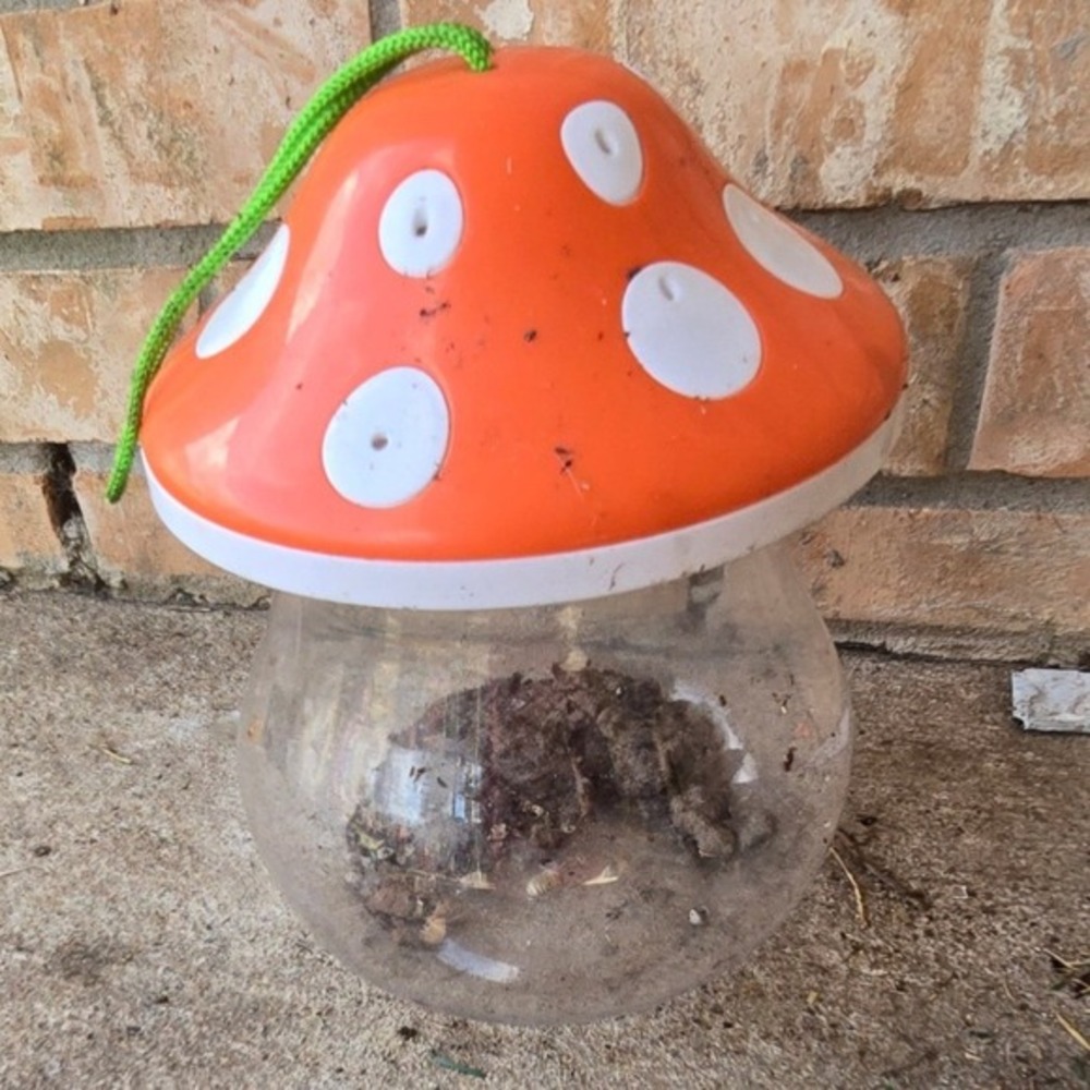 Mushroom Bird Feeder Cottagecore Fairy Garden Orange‎ White Good Hanging